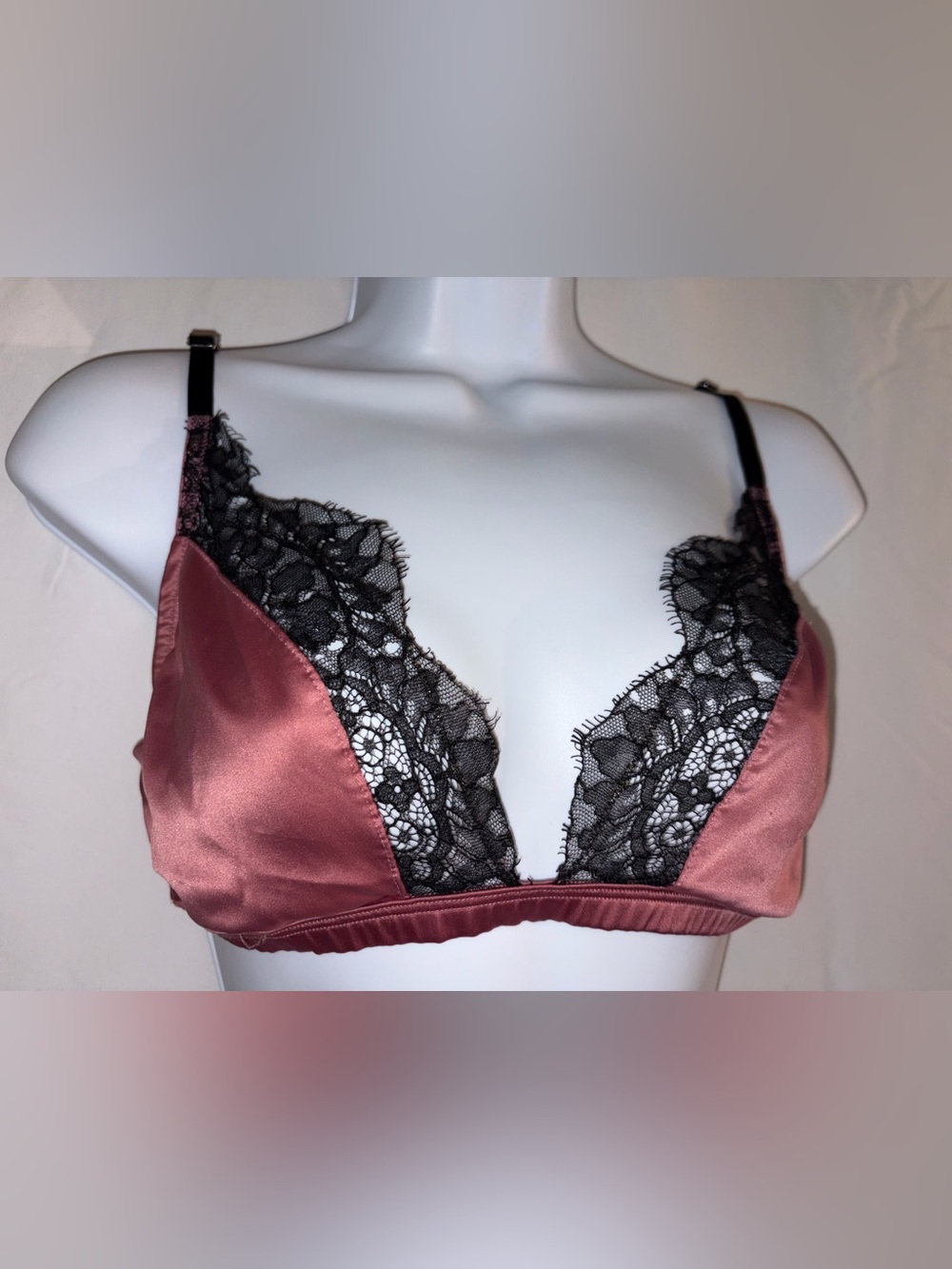 Victoria's Secret Satin Bralette in Wine and Black Lace